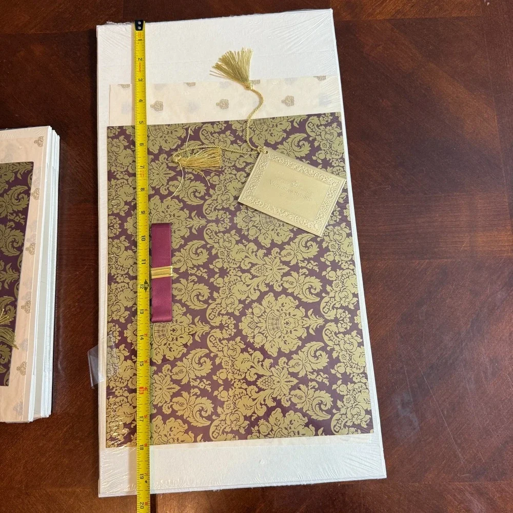 Vintage Victoria's Secret‎ Gift Bags Set London Gold Damask Ribbon Tassel NOS